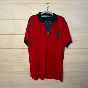 Vintage Polo Ralph Lauren Big Pony Rugby Red Polo Shirt Men’s Size XL USA 67